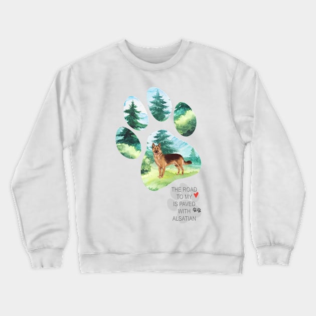 Pawprint Alsatian Crewneck Sweatshirt by Amanda Jane